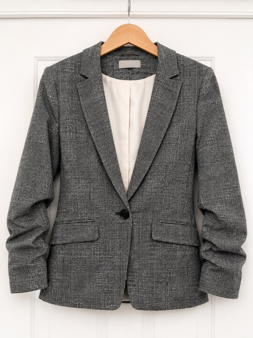 H&M Plaid Blazer Women's Small Black White Jacket
